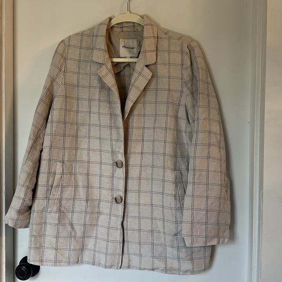 Madewell Dorset Blazer in Windowpane Linen Blend large - Picture 2 of 6